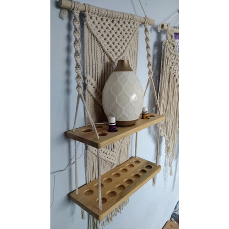 READY STOK) macrame rak kayu A / rak buku/ macrame ambalan/ Dekorasi rumah