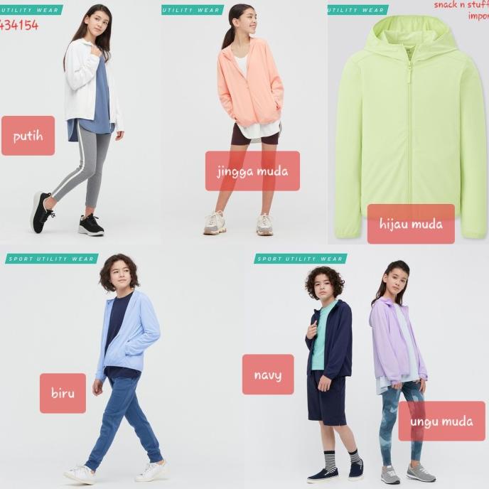 Jaket Anak Uniqlo Airism Uv Protection Hoodie Mesh Jaket Cowok Cewek
