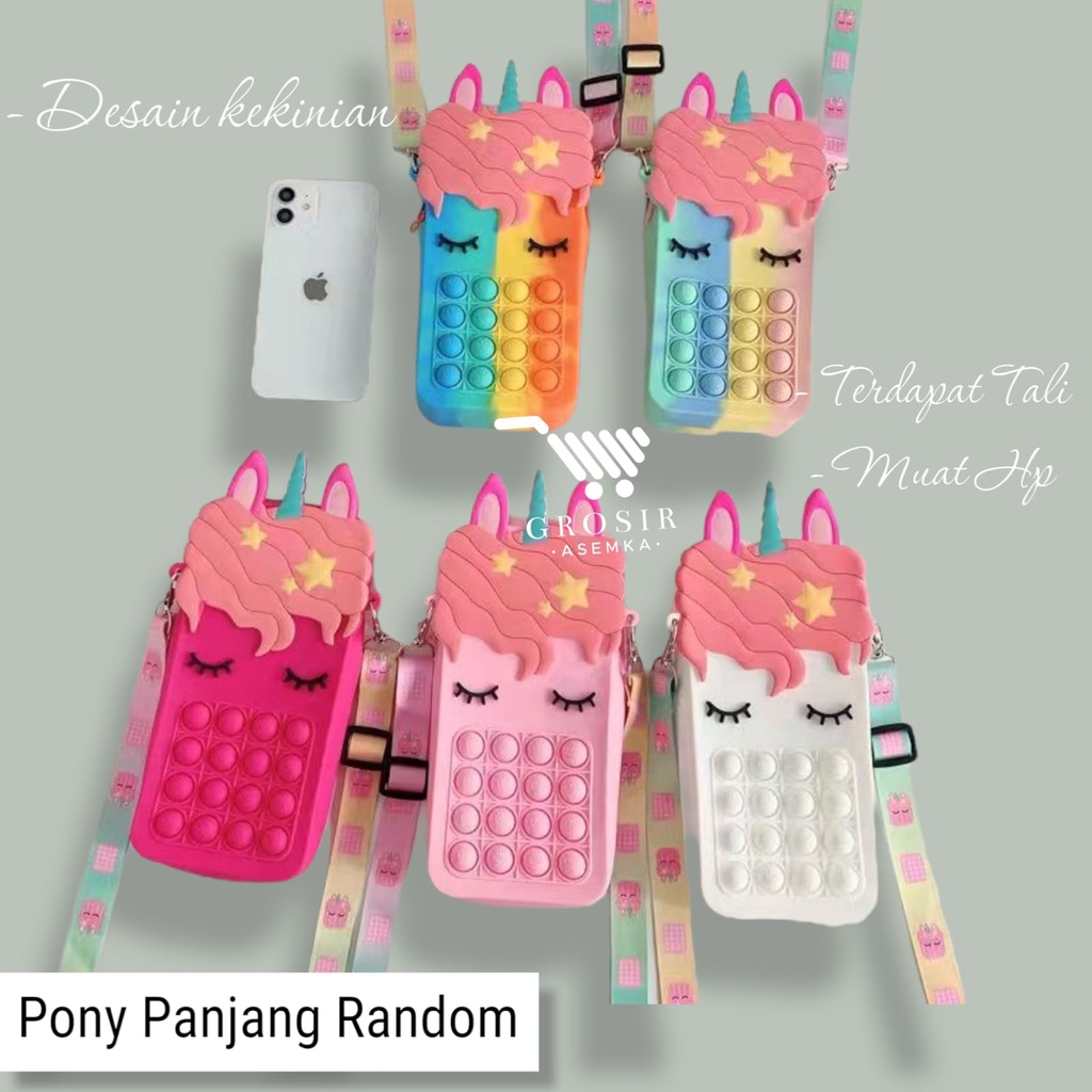 TAS POP IT UNICORN MUAT UNTUK HP / TAS SELEMPANG UNICORN UKURAN BESAR MURAH