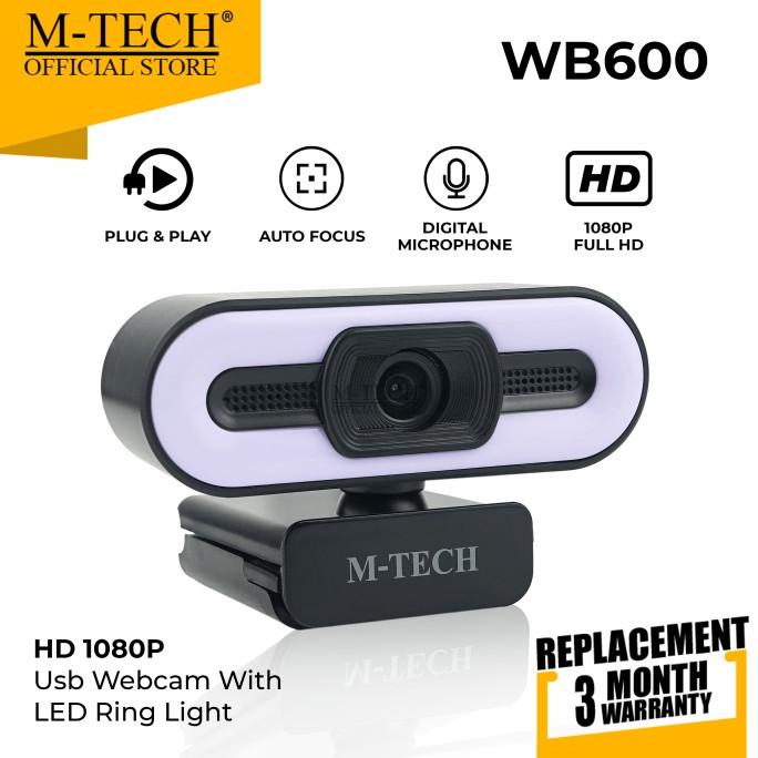 M-TECH ORIGINAL Webcam WB600 Camera 1080P Full HD LED Ring Autofocus