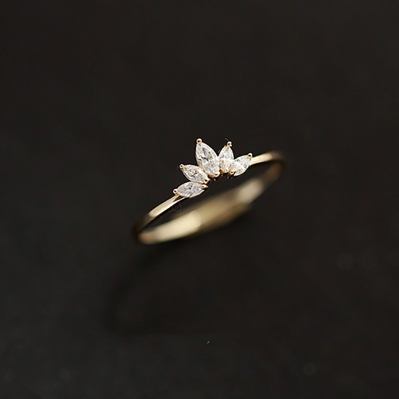 Cincin Bahan S925 Sterling Silver Lapis Emas Aksen Berlian Untuk Wanita