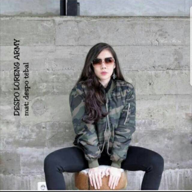 Outwear Lengan Panjang BR Baju Cewek Import ISS Jaket Wanita MA  EC  Bomber Loreng Army