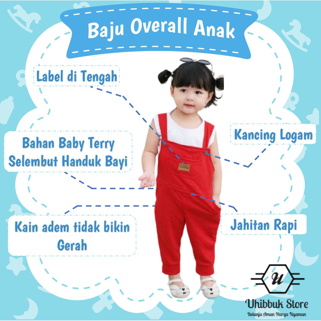 BAJU OVERALL ANAK PEREMPUAN LAKI KAOS KODOK OVERAL BAYI WANITA PRIA IMPORT OSHKOSH PENDEK PANJANGA58