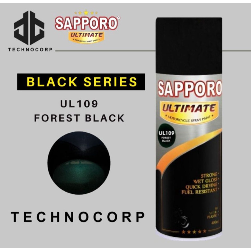

Cat Semprot SAPPORO ULTIMATE UL109 FOREST BLACK / BLACK SERIES GREEN