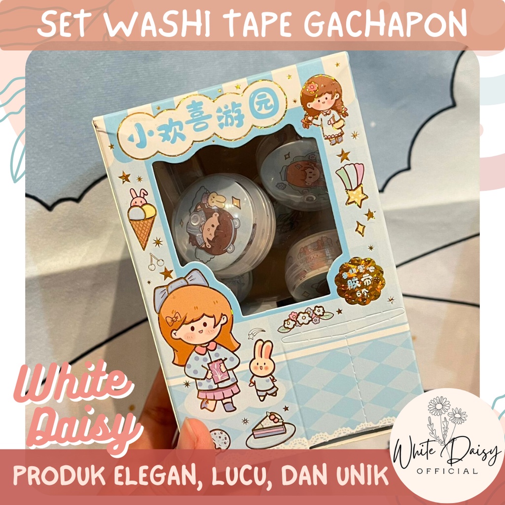 

Set washi tape gachapon premium sticker gift bola unik hadiah anak lucu