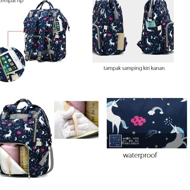 Kualitas Sipp Tas Susu Unicorn Perlengkapan Bayi - Diaper Bag Backpack Mommy Unicorn Army Upgrade US