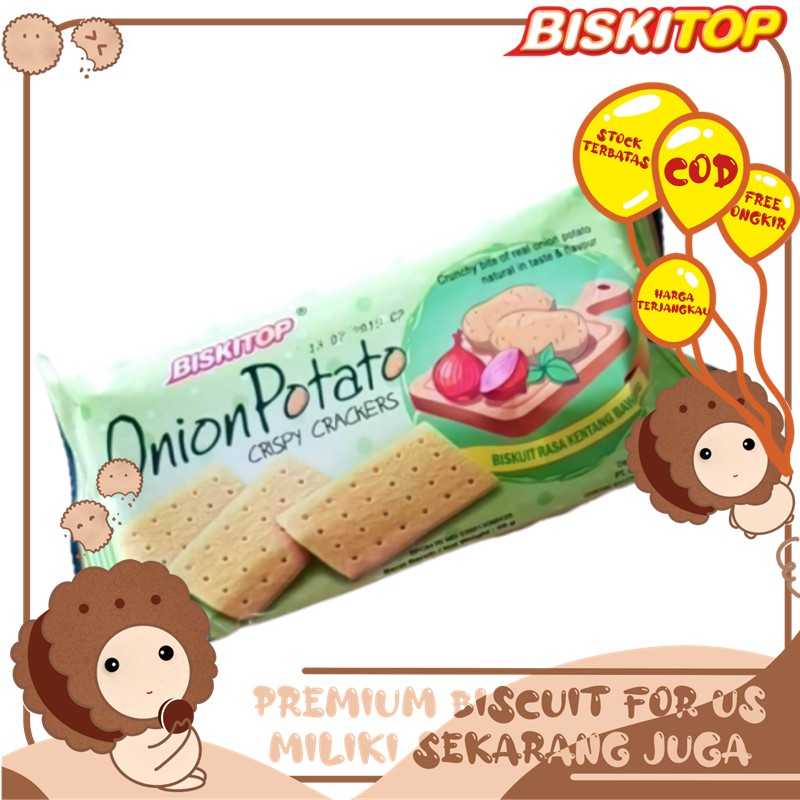 

BISKITOP - ONION POTATO 50g Biskuit Kue Kering Anak Dewasa Enak Renyah Biscuit Rasa Kentang Gurih