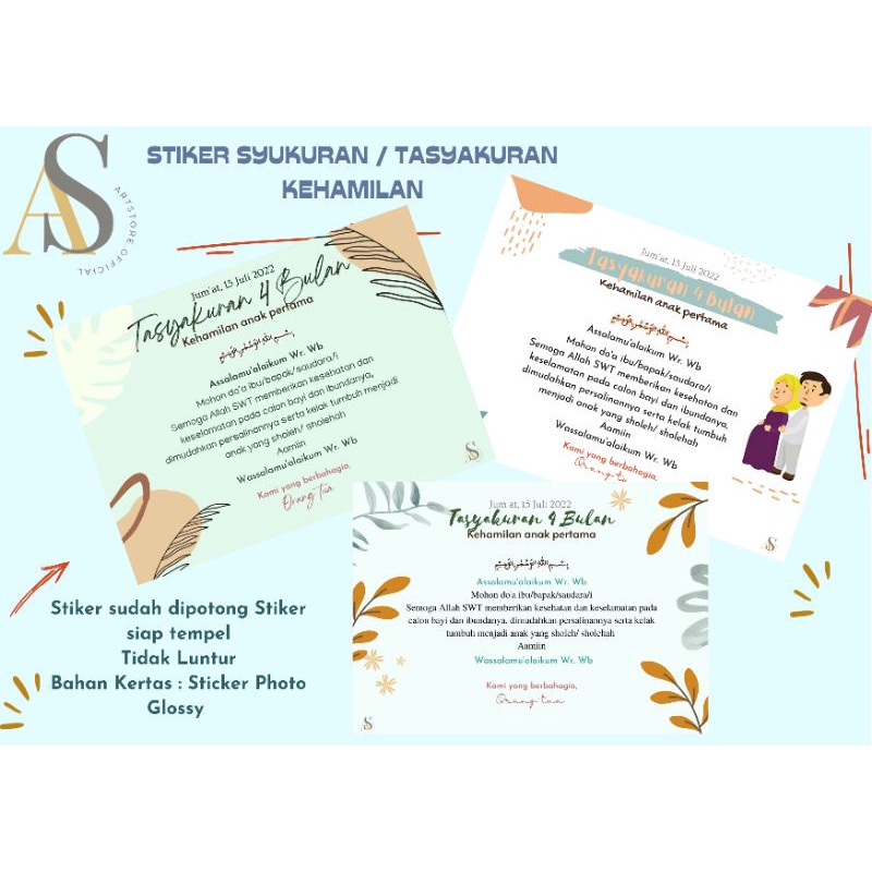 

[SUPER MURAH GRATIS ONGKIR] STIKER TASYAKURAN 4/7 BULAN KEHAMILAN