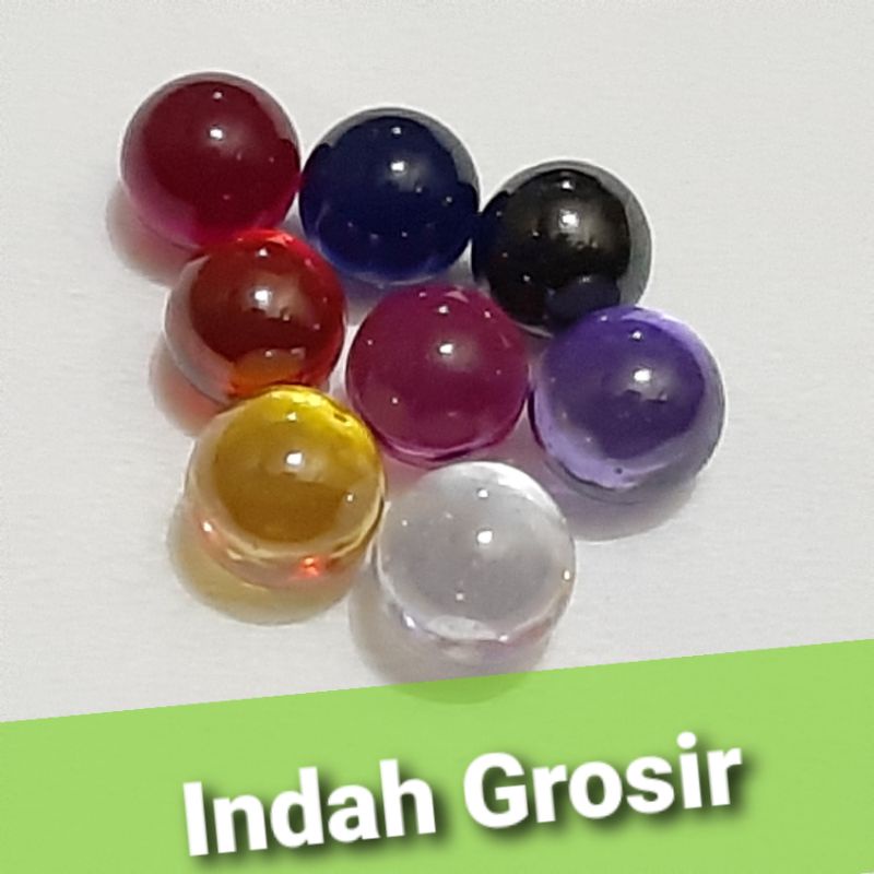 Koleksi Batu Bulet 5mm Varian Merah Kuning Biru dll