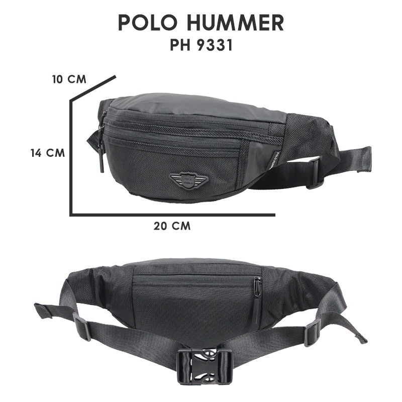 [KLIKTAS] Tas Pinggang Pria Polo Hummer 9331 Waist Bag Laki Tactical Gagah Kokoh Tahan Air Import