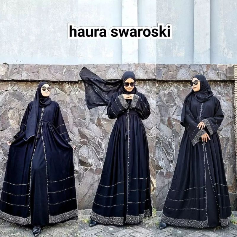 Gallery Exclusive Abaya Hitam Syari Gamis Bordir Turkey Haura Swarosvky