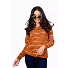 Atasan Rajut Sweater Rajut Knit Zia Adeline-Coral - Putih