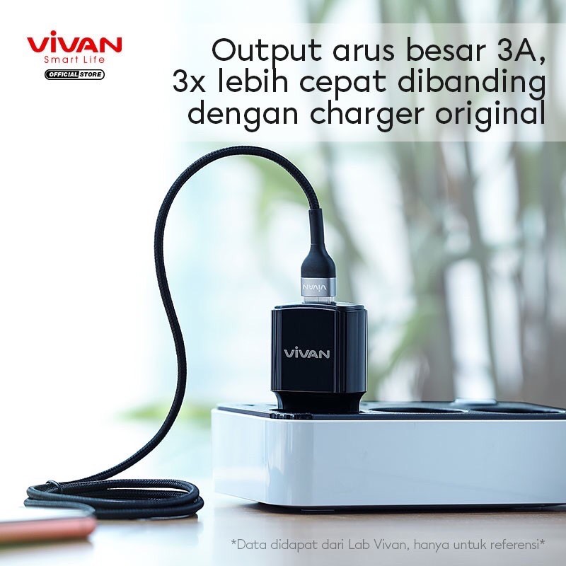 Charger Original VIVAN Fast Charging Power Oval 3.0 Casan Quick Charge 3.0 18W