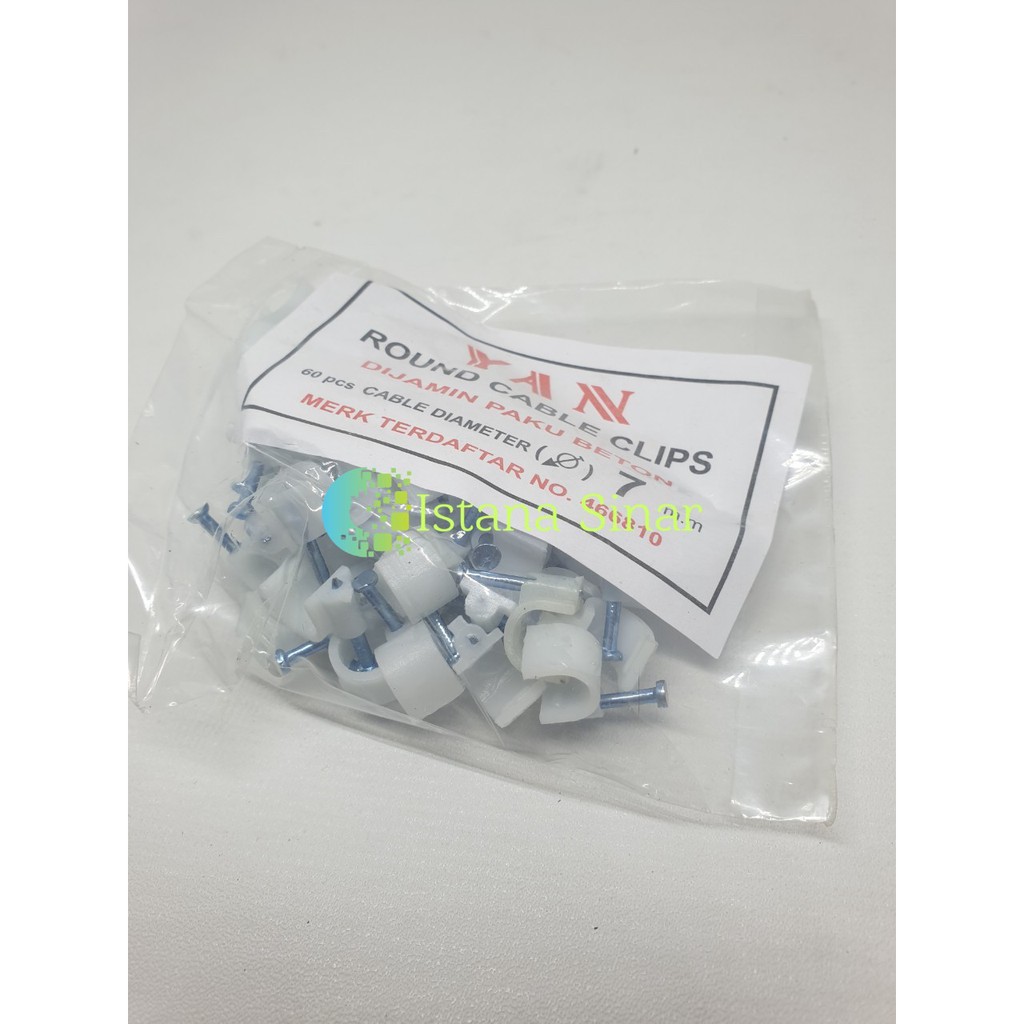 Klem Kabel No.7 Paku Beton (7mm) Yan Per Pack Isi 60 Pcs