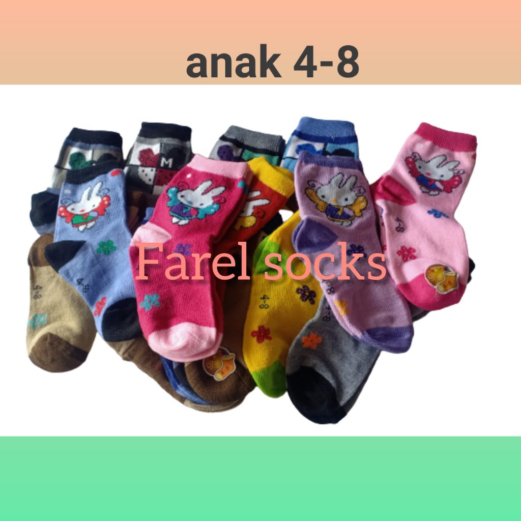 KAOS KAKI ANAK KARAKTER 4-8 CEWEK/COWOK (12 pasang)