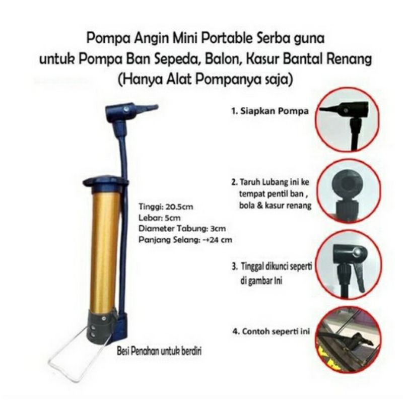 POMPA ANGIN PORTABLE MINI BAN SEPEDA / BOLA / BALON / MOTOR