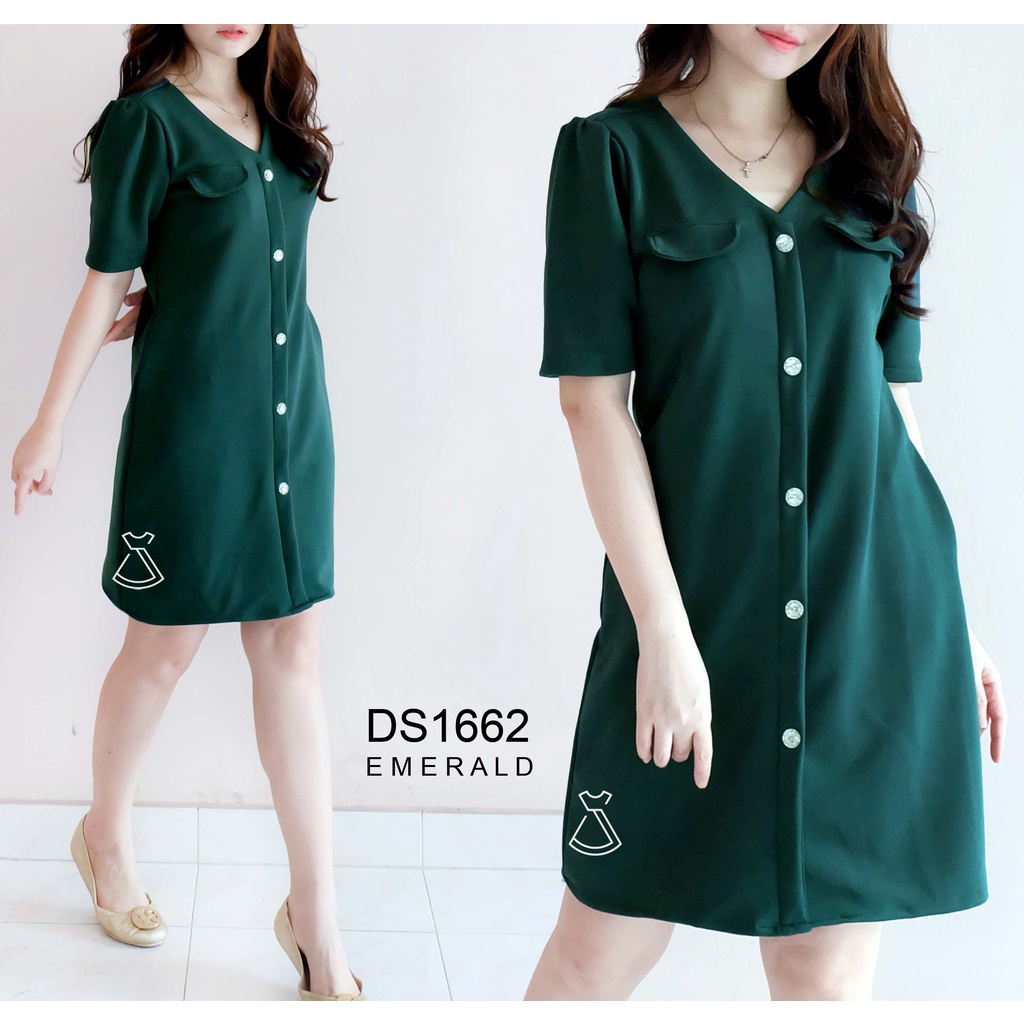 DS1662 - Dress Midi Scuba Dress Wanita Style Casual