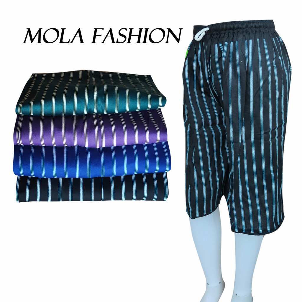 Celana Kolor Pendek Wanita Kolor Murah 7/8 Celana Tidur Santai Motif Salur Jumbo