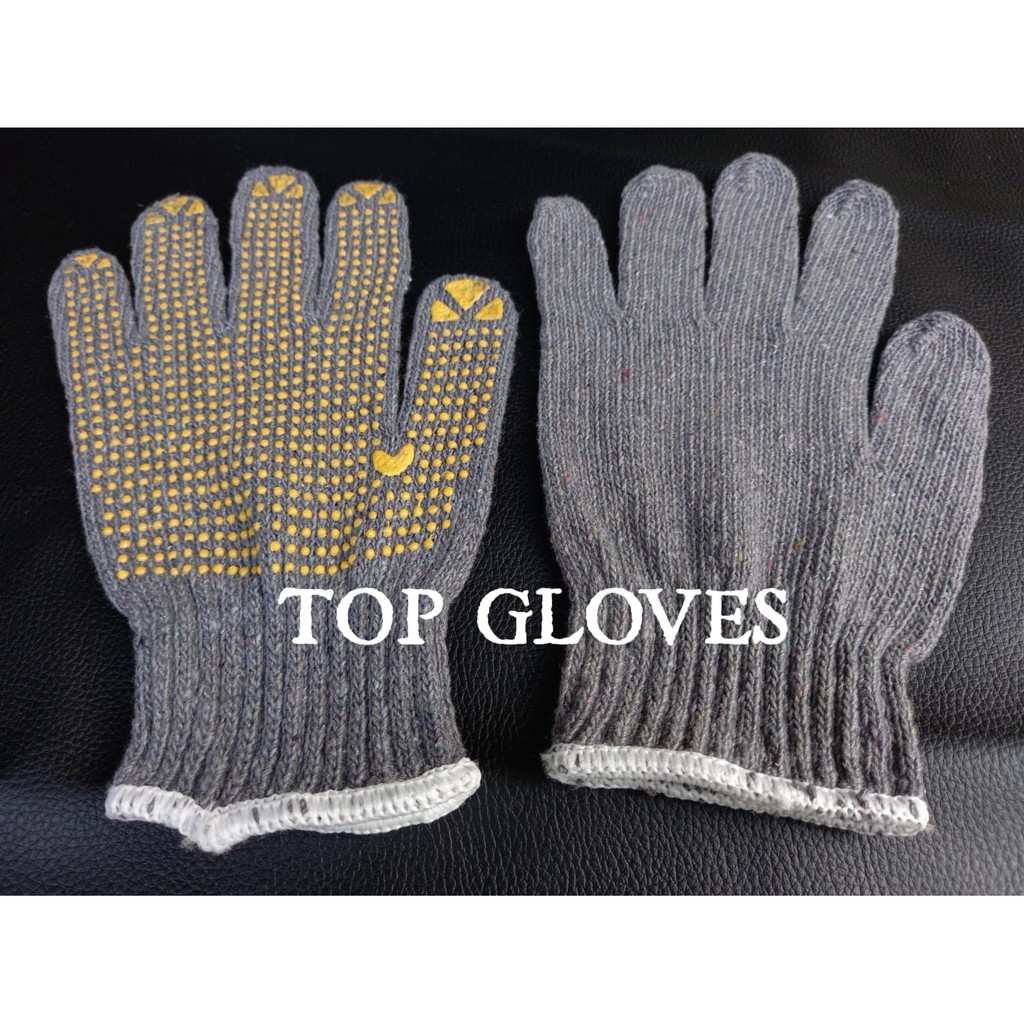 Sarung Tangan Benang 4 Abu-Abu Bintik Kuning PVC Dotting Polkadot Merk DIAMOND - Sarung Tangan Proyek