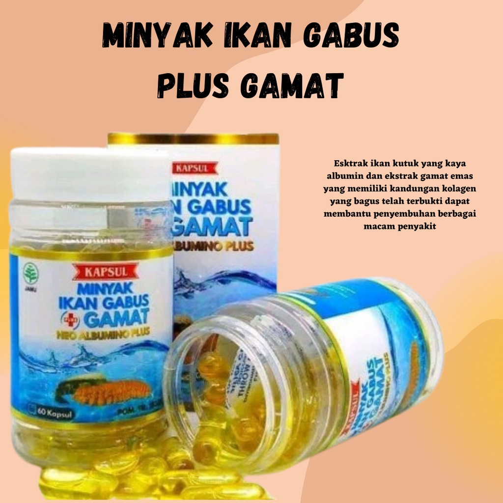 Neo Albumino Plus Gamat Emas | Minyak Ikan Gabus Plus Gamat 60 kapsul