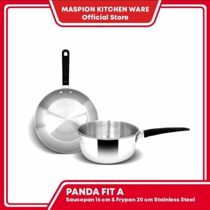 Maspion Panda Fit A Frypan 20cm dan Saucepan 16cm Stainless Steel