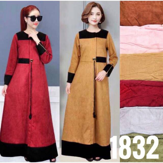 Dress/ gamis suede import