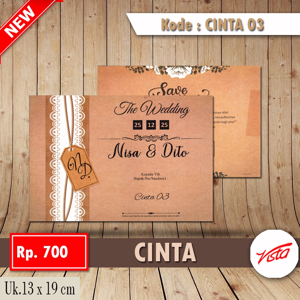 Blangko Undangan Pernikahan CINTA 03 | vistakertas