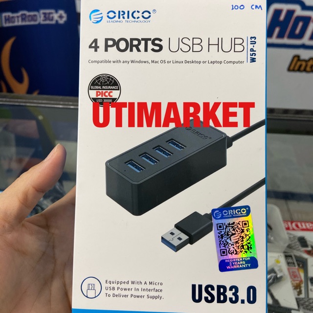 USB Hub Orico 4Port USB 3.0 Panjang kabel 1 meter