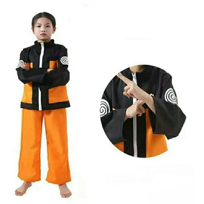 KOSTUM NARUTO Uzumaki Shippuden Ninja Hokage Baju Cosplay Anime Anak