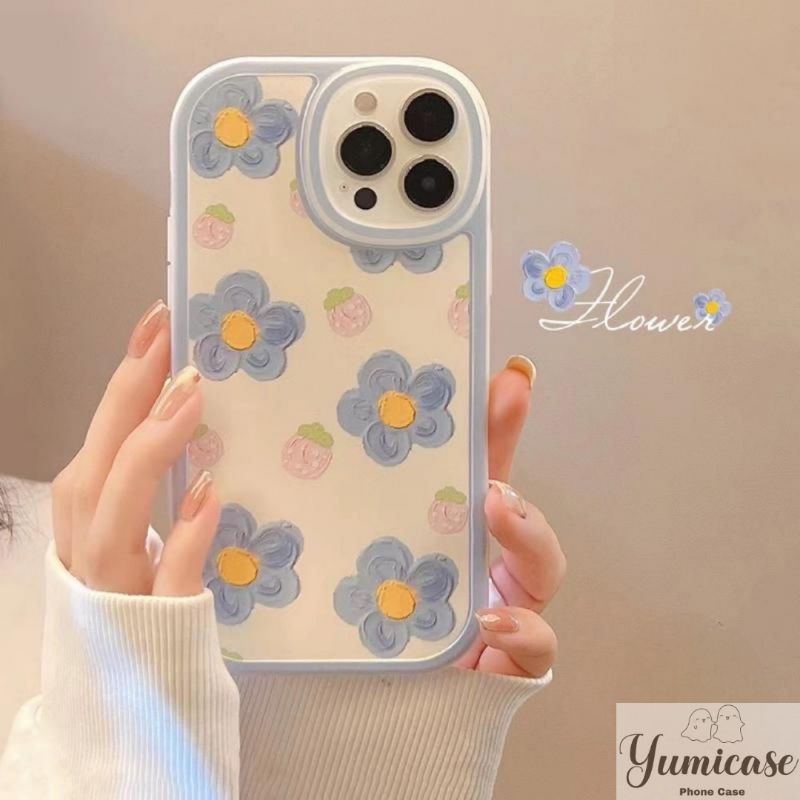 Soft Case Iphone XR Lukisan Bunga Biru