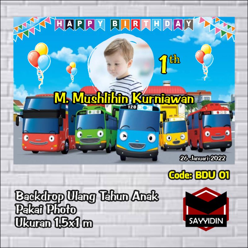 Backdrop Ulang Tahun Anak Tema Tayo