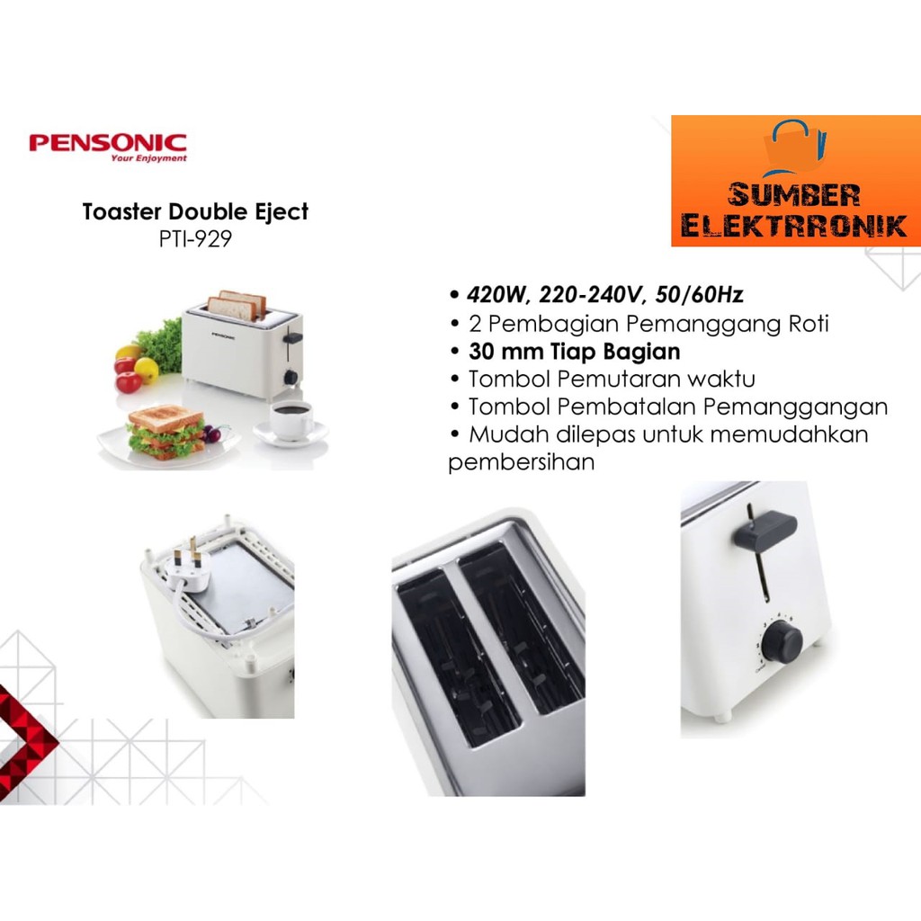 Pensonic Toaster PTI-929 Alat Pemanggang Roti