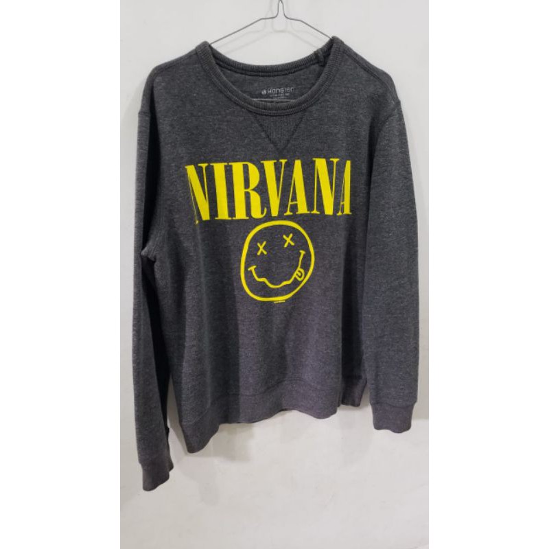 crewneck nirvana hangten size L slim fit second