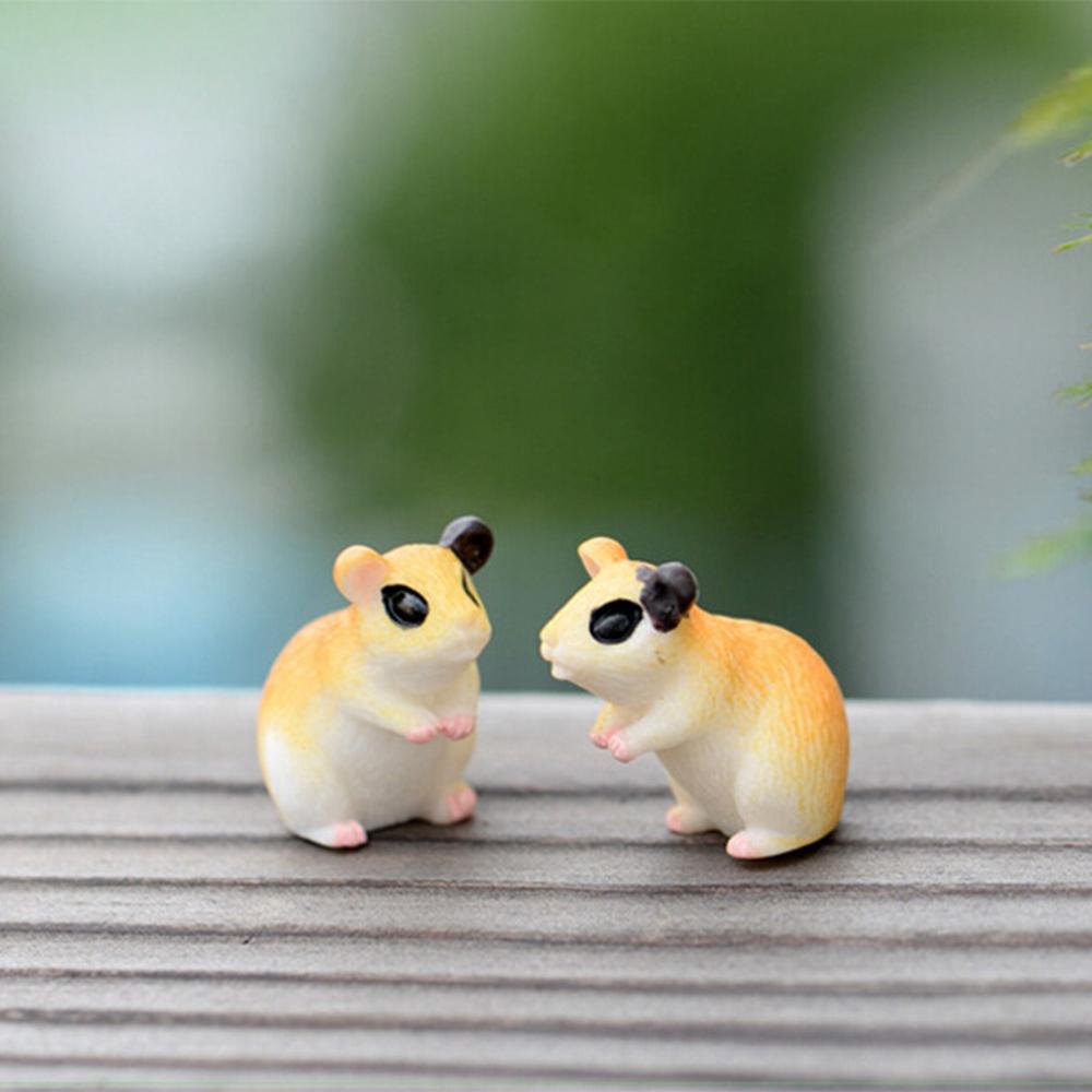 Patung Hamster Agustina 2/10pc Dekorasi Mobil Simulasi Hewan Resin Kerajinan Peri Dekorasi Taman