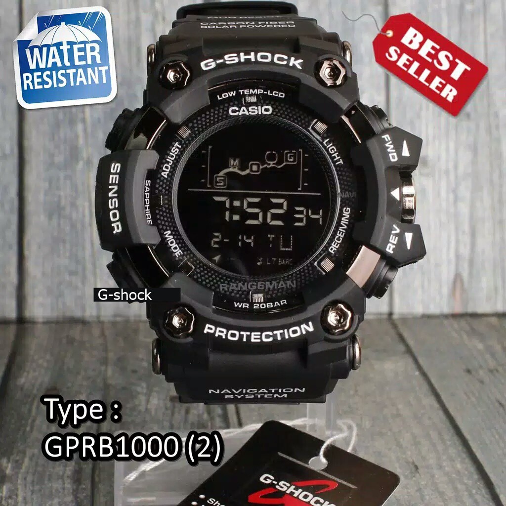 JAM TANGAN SPORT PRIA G-SHOCK CASIO RANGEMAN BULAT HITAM LIS PUTIH