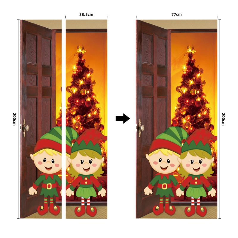 Zzz 2pcs / set Stiker Dinding / Pintu / Kulkas Anti Air Motif Pohon Natal Untuk Dekorasi Rumah