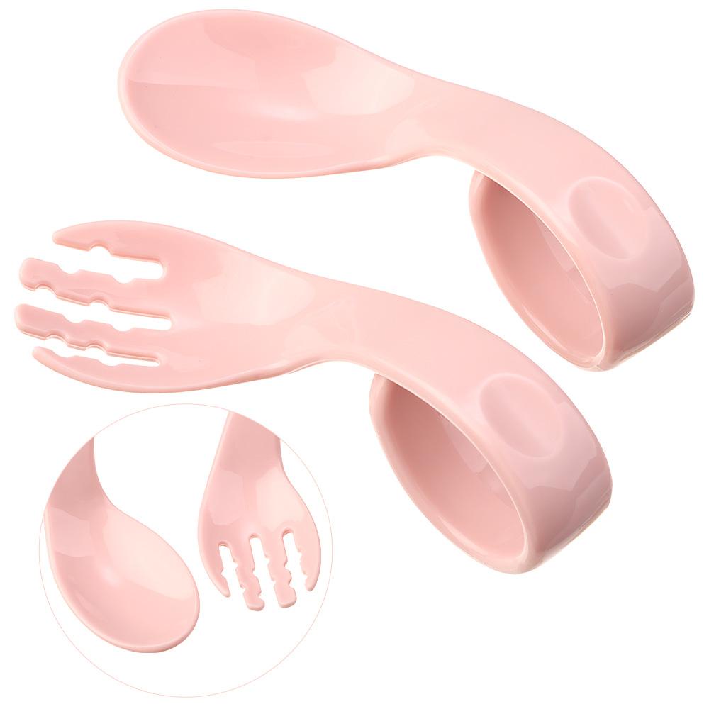 Wonder Twist Fork Spoon Suit Curved Antislip Utensils Set Peralatan Makan Portable Bayi