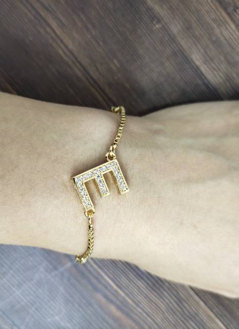 Fifi Fashion Gelang Tangan Huruf Abjad Inisial SANTA GOLD Perhiasan Wanita Terbaru