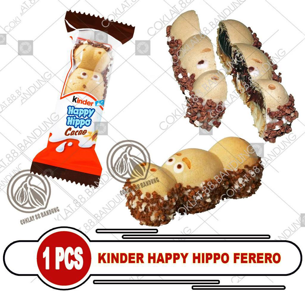 KINDER HAPPY HIPPO 1 PCS 20.7GR, KINDER BUENO HAPPY HIPPO HALAL BY FERRERO, BISKUIT COKELAT ITALY IT