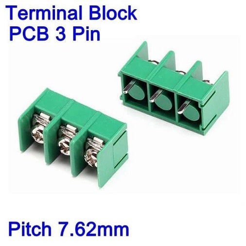 Terminal PCB Blok Block Pitch 7.62 mm 3 Pin Skrup Screw PCB Blok 3P Pole 7.62 KF7620 KF7.62 Konektor 3P Green