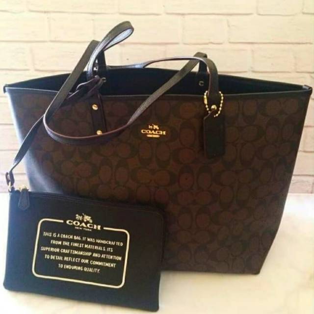Coach Reversible Tote Signature Mahogany