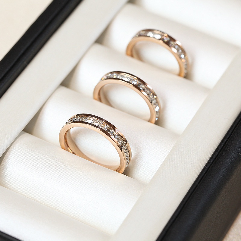 Bisa Cod Cincin Emas Asli Kadar 375 Crystals Cincin RoseGold  (Size:5-8#) 824C2# Ready Stok