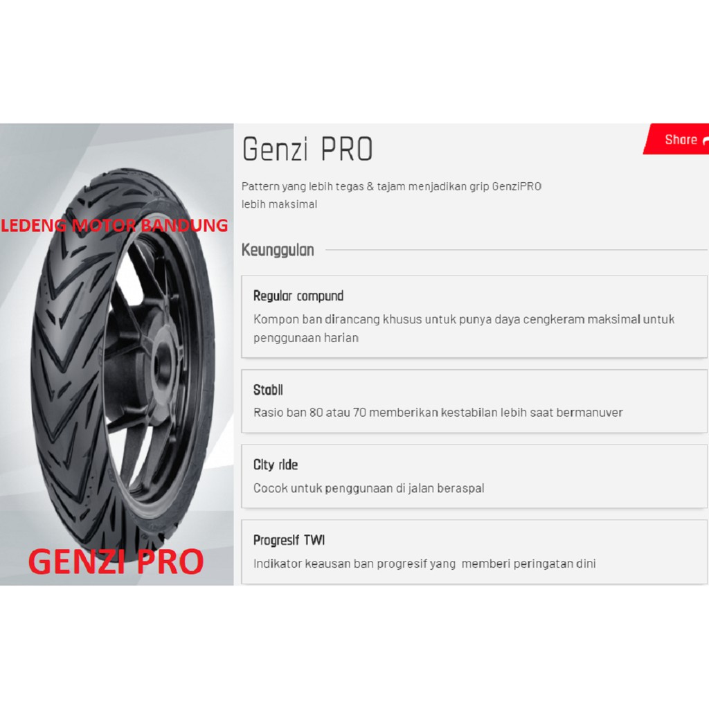 FDR 90/80-14 Genzi Pro Ban Tubeless Motor Matic Roda Depan atau Belakang