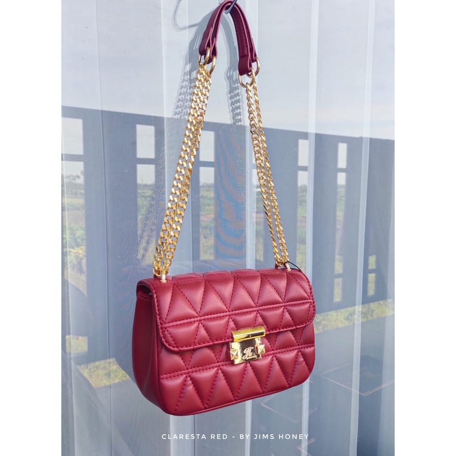 TAS SELEMPANG WANITA JIMS HONEY CLARESTA RED TERBARU PROMO FREE BOX