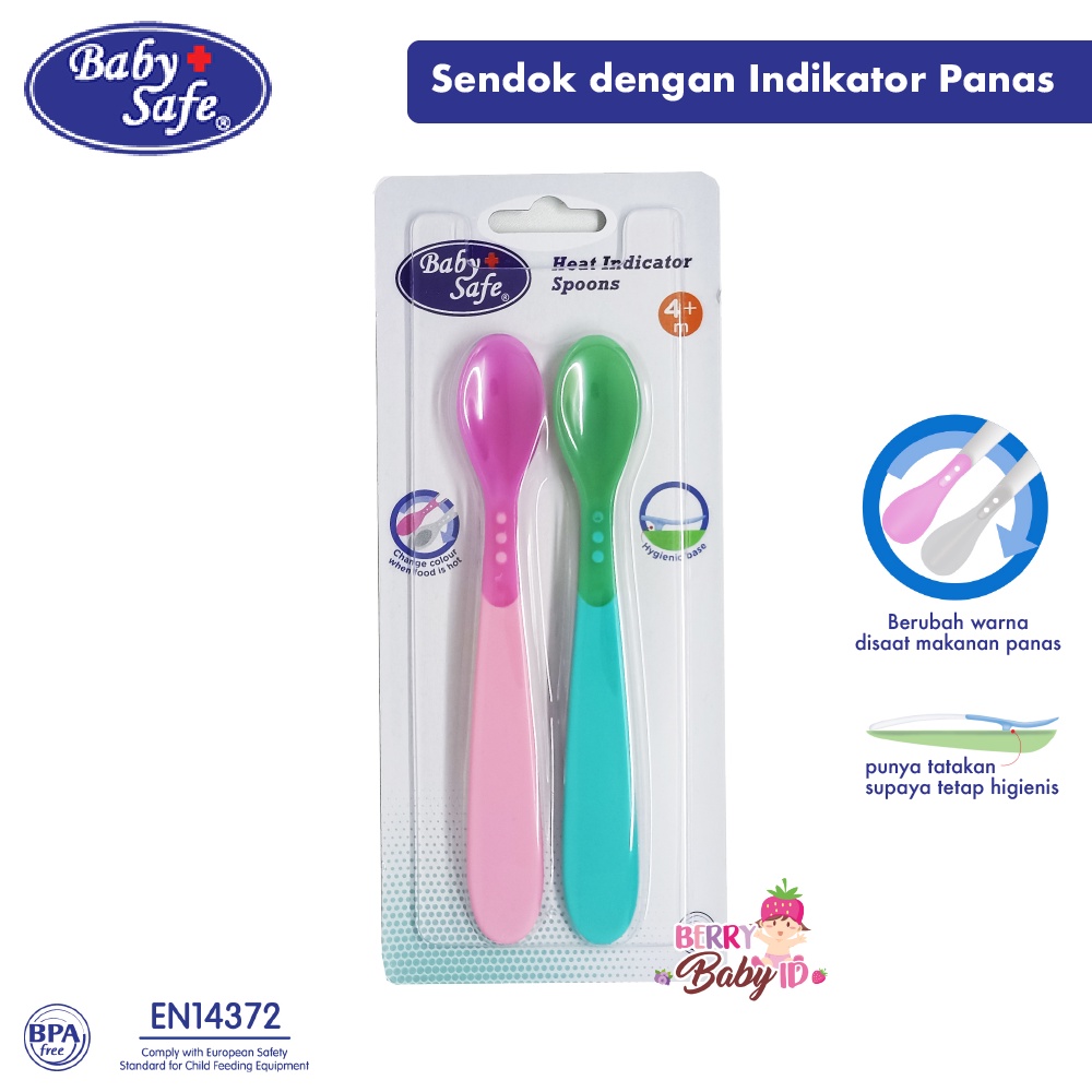 Baby Safe Heat Indicator Spoon Round Square Sendok Indikator Panas 4m+ Berry Mart