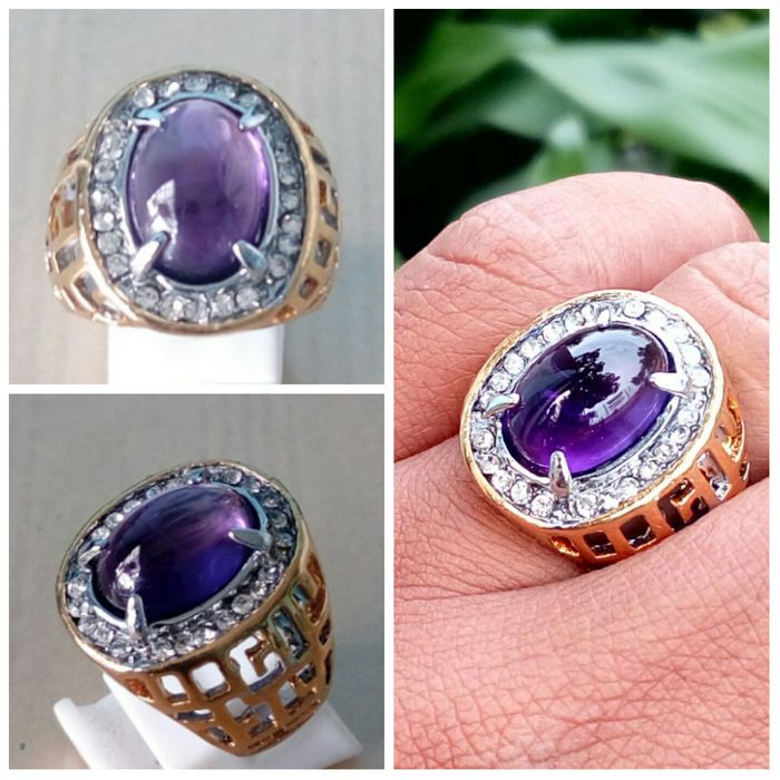 Cincin batu akik kecubung kalimantan super grade dim kantoran