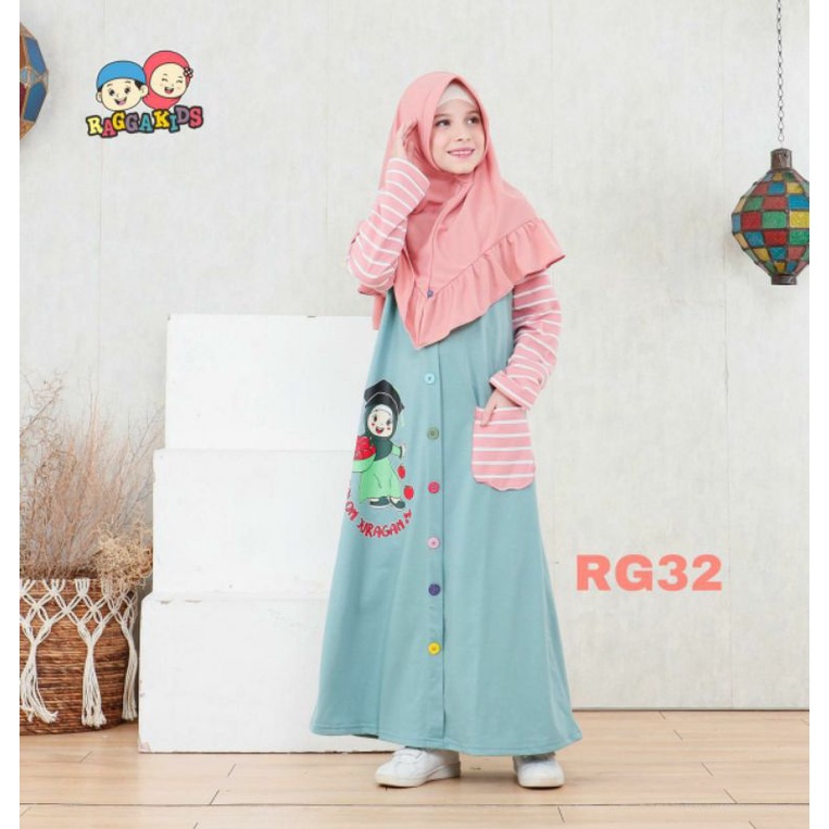 Gamis Kaos Anak Remaja Perempuan Raggakids RG 32 untuk 1-13 Tahun Tanpa jilbab