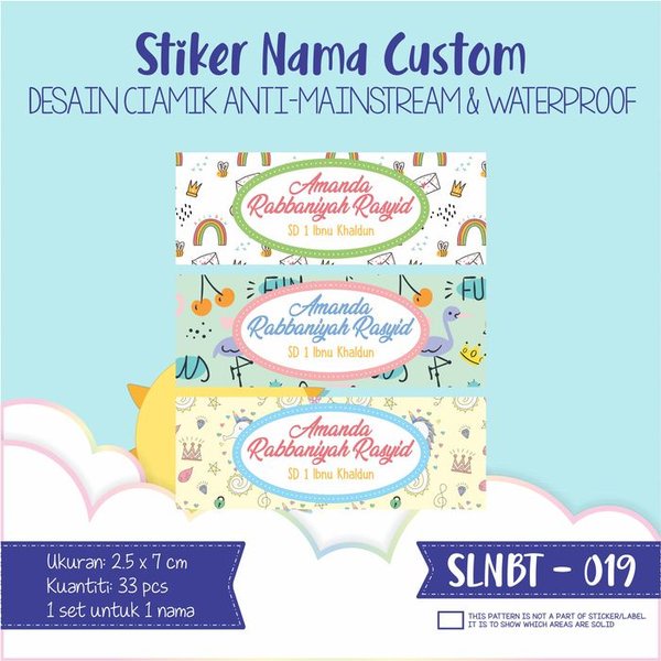 

Segera Beli stiker label nama anak kartun waterproof rainbow flower SLNBT-019 Diskon