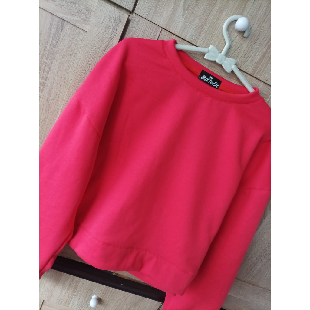 Sweater Crop Wanita Oversize Pink Myoga Cardigan Crop Wanita Fleece Katun Premium