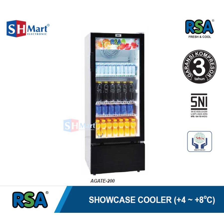 Kulkas Showcase 3 RAK RSA AGATE 200 (SHMART ELECTRONIC MEDAN)